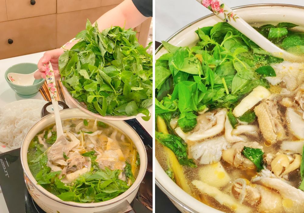 Dùng một chiếc bếp điện mini ăn lẩu để thưởng thức